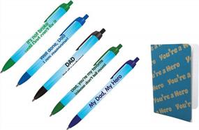 img 3 attached to USA Made Ballpoint Pens 5 Pack With Notebook - RevMark Fun & Family Black Ink Colorful Pens Gift Set - Funny Sayings For Dad Birthday Or Holiday Present