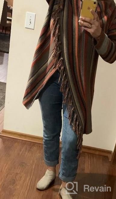 img 1 attached to Women'S Open Front Knited Tassels Slash Loose Cardigan Crew Neck Speckled Fringe Sweater Outwear review by Josie Stevens