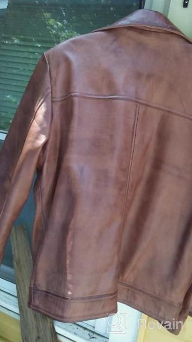 img 1 attached to Stylish And Durable: Brown Leather Jacket For Men Crafted From Black Real Lambskin review by Joshua Garris