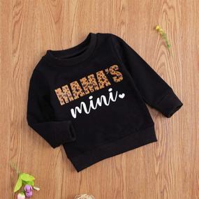 img 2 attached to Mama's Girl Letter Leopard Print Long Sleeve 👧 Pullover Cotton Tops for Baby Girls - Sweatshirts Outfits