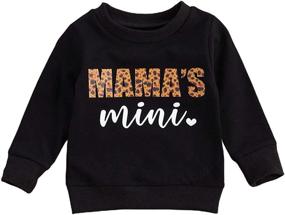 img 4 attached to Mama's Girl Letter Leopard Print Long Sleeve 👧 Pullover Cotton Tops for Baby Girls - Sweatshirts Outfits