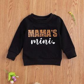 img 3 attached to Mama's Girl Letter Leopard Print Long Sleeve 👧 Pullover Cotton Tops for Baby Girls - Sweatshirts Outfits