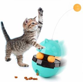 img 4 attached to Blue VavoPaw Cat Slow Feeder Ball: Tumbler-Shaped Anxiety Relief Cat Toy With Detachable Wand, Promotes Healthy Eating Habits And Treat Dispenser Functionality For Cats