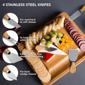 img 2 attached to 🧀 Bamboo Cheese Board with Cutlery Knife Set: A Versatile Wooden Server with Extra Serving Space, Cracker Edges, and Convenient Accessories Drawer