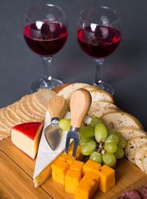 img 1 attached to 🧀 Bamboo Cheese Board with Cutlery Knife Set: A Versatile Wooden Server with Extra Serving Space, Cracker Edges, and Convenient Accessories Drawer
