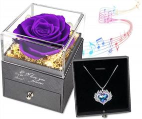 img 4 attached to Eternal Rose Flower Music Box Necklace With Angel Wing Love Heart Jewelry - Perfect Anniversary Birthday Gift For Women Mom Girlfriend Wife