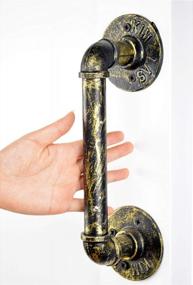 img 1 attached to DIYHD 12" Rustic Green Bronze Barn Door Handle Pull With Pipe Handrail For Sturdy Grip And Style
