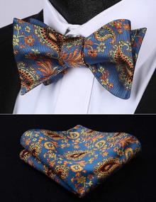 img 3 attached to Paisley Self-Tie Bow Tie And Pocket Square Set For Men - HISDERN Formal Tuxedo Wedding Bowtie In Various Patterns