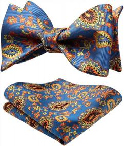 img 4 attached to Paisley Self-Tie Bow Tie And Pocket Square Set For Men - HISDERN Formal Tuxedo Wedding Bowtie In Various Patterns