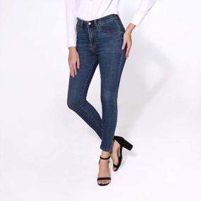 img 3 attached to Стиль и комфорт, неподвластные времени: женские джинсы-скинни Hocaeis Junior со средней посадкой и эластичной технологией