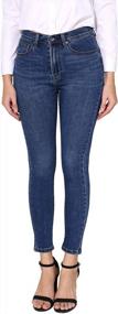 img 4 attached to Timeless Style And Comfort: Hocaeis Women'S Juniors Mid-Rise Skinny Jeans With Stretch Technology