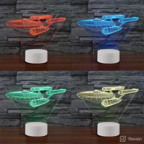 img 1 attached to 🌟 Star Wars Night Light - 3D Illusion Lamp with Four Patterns: Death Star, Millennium Falcon, Starships, BB-8 - Interstellar Decor Desk Table Lamp with 7 Color Changes - Perfect for Kids and Children