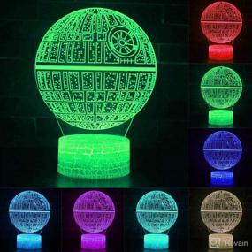 img 3 attached to 🌟 Star Wars Night Light - 3D Illusion Lamp with Four Patterns: Death Star, Millennium Falcon, Starships, BB-8 - Interstellar Decor Desk Table Lamp with 7 Color Changes - Perfect for Kids and Children