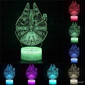 img 2 attached to 🌟 Star Wars Night Light - 3D Illusion Lamp with Four Patterns: Death Star, Millennium Falcon, Starships, BB-8 - Interstellar Decor Desk Table Lamp with 7 Color Changes - Perfect for Kids and Children