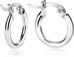 img 4 attached to 💫 Stylish Sterling Silver Hoop Earrings: Small Clasp in Gold, Rose Gold, Silver for Women Girls