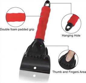 img 3 attached to 2 Pack Snow & Ice Scraper - Frost Removal Tool W/ Foam Handle For Car Truck SUV Window Windshield (Black & Red)