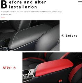 img 1 attached to Новый защитный чехол для подлокотника из кожи на Toyota Camry - улучшенная крышка средней консоли для Camry 2018-2022 (черный с красным)