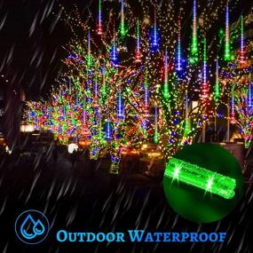img 3 attached to Multicolor Connectable Meteor Shower Lights Outdoor - 12 Tubes With 408 LEDs For Tree, Yard, Patio, And Christmas Party Decorations