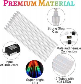 img 2 attached to Multicolor Connectable Meteor Shower Lights Outdoor - 12 Tubes With 408 LEDs For Tree, Yard, Patio, And Christmas Party Decorations