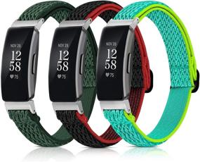 img 4 attached to 🏻 Soft Loop Nylon Fabric Fitbit Inspire HR Bands - 3 Pack Adjustable Replacement Bands for Fitbit Inspire 2/Inspire HR/Inspire - Breathable & Stretchy Watch Bands for Women/Men