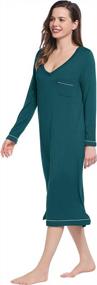 img 2 attached to Joyaria Womens Soft Bamboo Long Sleeve V-Neck Nightgown Night Shirt Sleep Dress