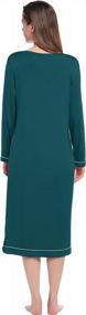 img 3 attached to Joyaria Womens Soft Bamboo Long Sleeve V-Neck Nightgown Night Shirt Sleep Dress