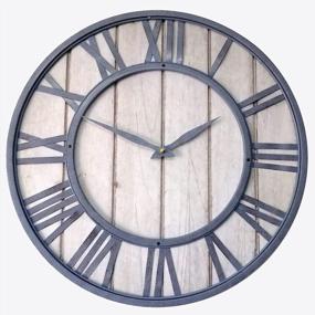 img 4 attached to 18-Inch Rustic Wall Clock With Metal Frame, Distressed Natural Wood Art And Old-Fashioned Design - Perfect Addition To Living Room, Office, Cafes, Or Bars - White Washed