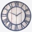 18-inch rustic wall clock with metal frame, distressed natural wood art and old-fashioned design - perfect addition to living room, office, cafes, or bars - white washed logo