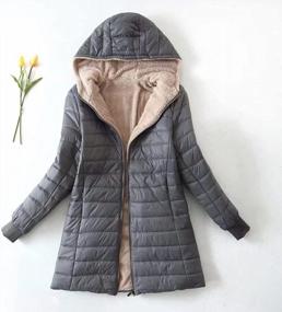 img 3 attached to TWGONE Quilted Jacket For Women Fleece Lined Hooded Winter Warm Coat Plain Outwear Overcoat