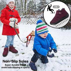 img 3 attached to Kids Winter Snow Boots Warm Fur Lined Toddler Slip On Walking Hiking Shoes Comfortable Outdoor Boot