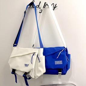 img 2 attached to Сумка для школы, 13-дюймовые сумки для ноутбуков для мужчин и женщин, водостойкая унисекс, парусиновая сумка через плечо