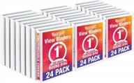 pack of 24 samsill economy 1 inch 3 ring binders, usa-made round rings, clear view customizable cover, white (mp248537) logo