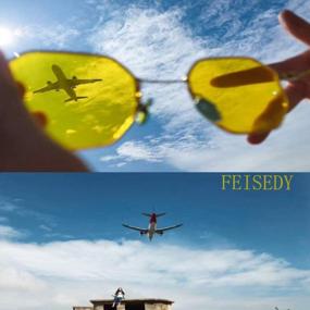 img 1 attached to FEISEDY Small Polygon Sunglasses With Metal Frame - Stylish Hipster Shades For Women And Men (B2254)