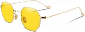 img 4 attached to FEISEDY Small Polygon Sunglasses With Metal Frame - Stylish Hipster Shades For Women And Men (B2254)