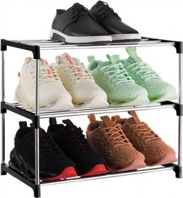 img 4 attached to Xerhnan 3-Tier Stackable Small Shoe Rack: Lightweight Storage For Entryway, Hallway & Closet (Black)