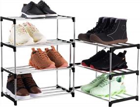 img 3 attached to Xerhnan 3-Tier Stackable Small Shoe Rack: Lightweight Storage For Entryway, Hallway & Closet (Black)