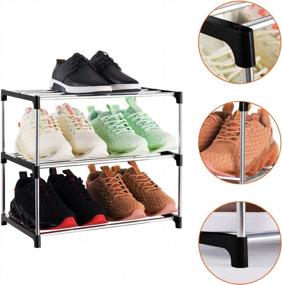 img 1 attached to Xerhnan 3-Tier Stackable Small Shoe Rack: Lightweight Storage For Entryway, Hallway & Closet (Black)