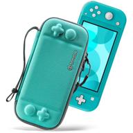 protective switch lite case by tomtoc - slim carrying sleeve with game cartridge storage, original patent and military-grade protection for nintendo switch lite in turquoise logo