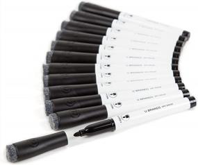 img 4 attached to Get 12-Count U Brands Medium Point Black Dry Erase Markers With Erasers For Low Odor Writing!