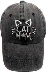 img 3 attached to Unisex OASCUVER Cat Mom Baseball Cap Denim Cotton Adjustable Papa Bear & Mama Hat