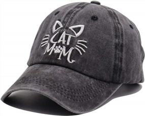 img 4 attached to Unisex OASCUVER Cat Mom Baseball Cap Denim Cotton Adjustable Papa Bear & Mama Hat