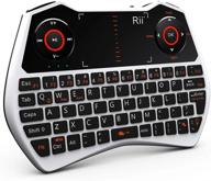 мини-беспроводная клавиатура rii 2,4 ггц с сенсорной панелью, пульт дистанционного управления qwerty-клавиатурой с подсветкой, встроенным микрофоном и портом для наушников для онлайн-голосовой связи - i28 white логотип