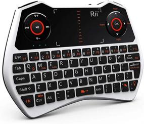 img 4 attached to Rii 2.4GHz Mini Wireless Keyboard With Touchpad, Backlit QWERTY Keyboard Remote Control, Built-In Mic & Headphone Port For Online Voice Communication - I28 White