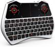rii 2.4ghz mini wireless keyboard with touchpad, backlit qwerty keyboard remote control, built-in mic & headphone port for online voice communication - i28 white logo