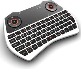 img 3 attached to Rii 2.4GHz Mini Wireless Keyboard With Touchpad, Backlit QWERTY Keyboard Remote Control, Built-In Mic & Headphone Port For Online Voice Communication - I28 White