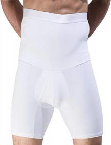 img 4 attached to Shaxea Men'S Shapewear High Waist Tummy Abdomen Leg Control Shorts Slimming Body Shaper Underwear Boxer Brief