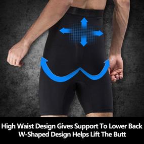 img 1 attached to Shaxea Men'S Shapewear High Waist Tummy Abdomen Leg Control Shorts Slimming Body Shaper Underwear Boxer Brief