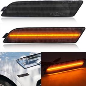 img 4 attached to Upgraded NJSBYL Q3 LED Side Marker Light Kit With Smoked Lens For 2015-2018 Audi Q3 - Amber Front Turn Signal Lamps Powered By 40-SMD LED - OEM Replacement Front Sidemarker Lamps