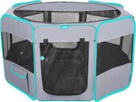 large grey deluxe premium portable soft pet playpen: best exercise pen for dogs, cats, kittens, and all pets – complete with carry bag логотип