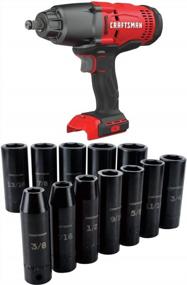 img 1 attached to CRAFTSMAN V20 Cordless Impact Wrench With 12-Piece Deep Impact Socket Set - SAE, Tool Only (CMCF900B & CMMT15886)